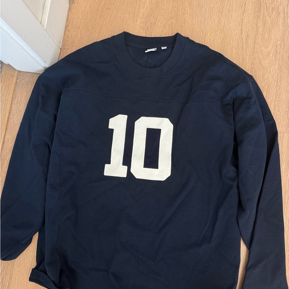 Aritzia Dark Blue Crewneck Sweater with White Number